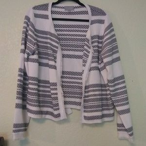Pure collection striped 100% cotton raw hem cardig